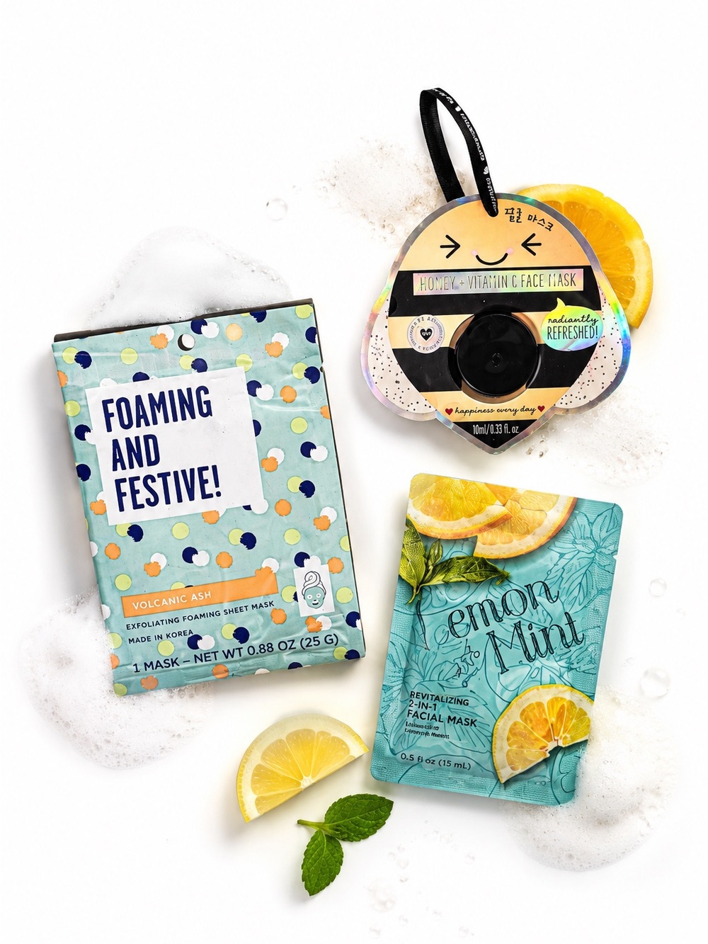 NEW - 3PC Face Masks Bundle: Honey Vit C, Volcanic Ash & Lemon Mint Skincare Set